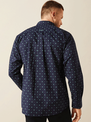 Ariat 10054695 Mens Jacobi Classic Fit Shirt Navy back view. If you need any assistance with this item or the purchase of this item please call us at five six one seven four eight eight eight zero one Monday through Saturday 10:00a.m EST to 8:00 p.m EST