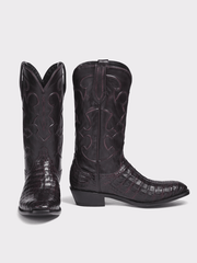 Lucchese M1637.14 Mens CHARLES Belly Caiman Boots Black Cherry front and inner side view. If you need any assistance with this item or the purchase of this item please call us at five six one seven four eight eight eight zero one Monday through Saturday 10:00a.m EST to 8:00 p.m EST
