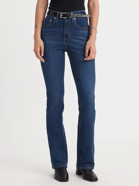 Levi's 187590038 Womens 725 High Rise Bootcut Jeans Lapis Dark Horse Navy front view. If you need any assistance with this item or the purchase of this item please call us at five six one seven four eight eight eight zero one Monday through Saturday 10:00a.m EST to 8:00 p.m EST

