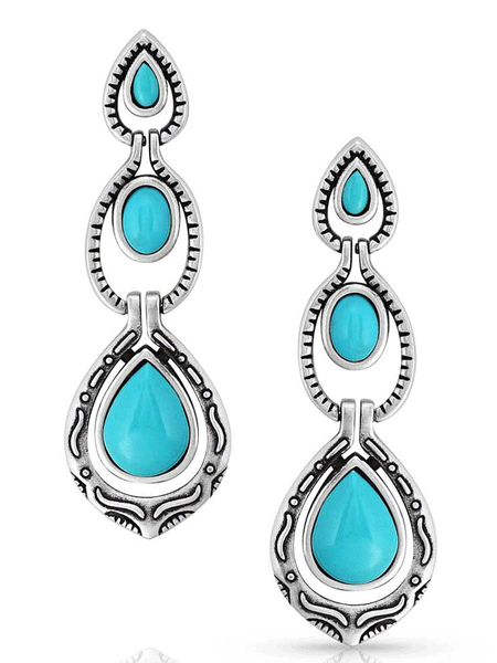 Montana Silversmiths ER5638 Womens Unmatched Beauty Turquoise Earrings Silver front view. If you need any assistance with this item or the purchase of this item please call us at five six one seven four eight eight eight zero one Monday through Saturday 10:00a.m EST to 8:00 p.m EST