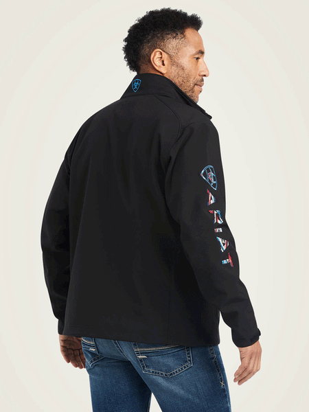 Ariat 10042187 Mens Logo 2.0 Chimayo Jacket Black back view. If you need any assistance with this item or the purchase of this item please call us at five six one seven four eight eight eight zero one Monday through Saturday 10:00a.m EST to 8:00 p.m EST
