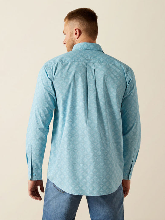 Ariat 10054645 Mens Garmon Classic Fit Shirt Turquoise back view. If you need any assistance with this item or the purchase of this item please call us at five six one seven four eight eight eight zero one Monday through Saturday 10:00a.m EST to 8:00 p.m EST