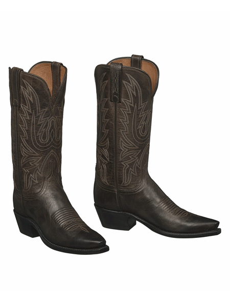 Lucchese N4554.54 Womens SAVANNAH Western Boot Dark Brown front and side view of pair. If you need any assistance with this item or the purchase of this item please call us at five six one seven four eight eight eight zero one Monday through Saturday 10:00a.m EST to 8:00 p.m EST