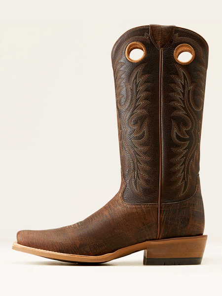 Ariat 10051033 Mens Ringer Cowboy Boot Toffee Crunch Dark Brown side view. If you need any assistance with this item or the purchase of this item please call us at five six one seven four eight eight eight zero one Monday through Saturday 10:00a.m EST to 8:00 p.m EST
