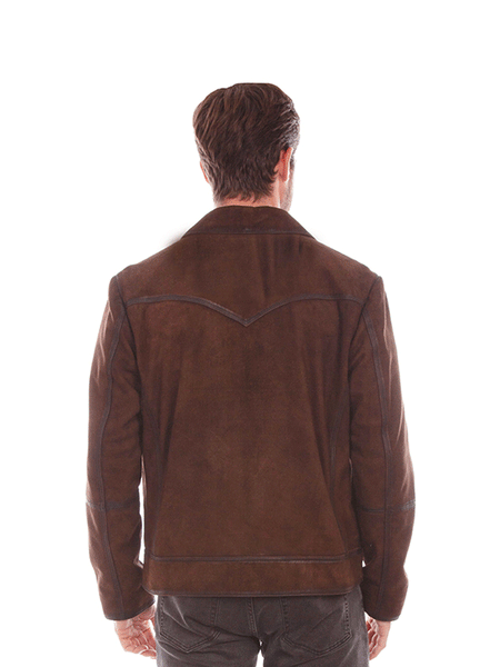 Scully 2019-142 Mens Suede Zip Front Jacket Brown back view. If you need any assistance with this item or the purchase of this item please call us at five six one seven four eight eight eight zero one Monday through Saturday 10:00a.m EST to 8:00 p.m EST