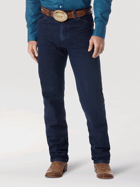 Wrangler 13MWZDD Mens Cowboy Cut Regular Fit Jeans Dark Stone front view. If you need any assistance with this item or the purchase of this item please call us at five six one seven four eight eight eight zero one Monday through Saturday 10:00a.m EST to 8:00 p.m EST