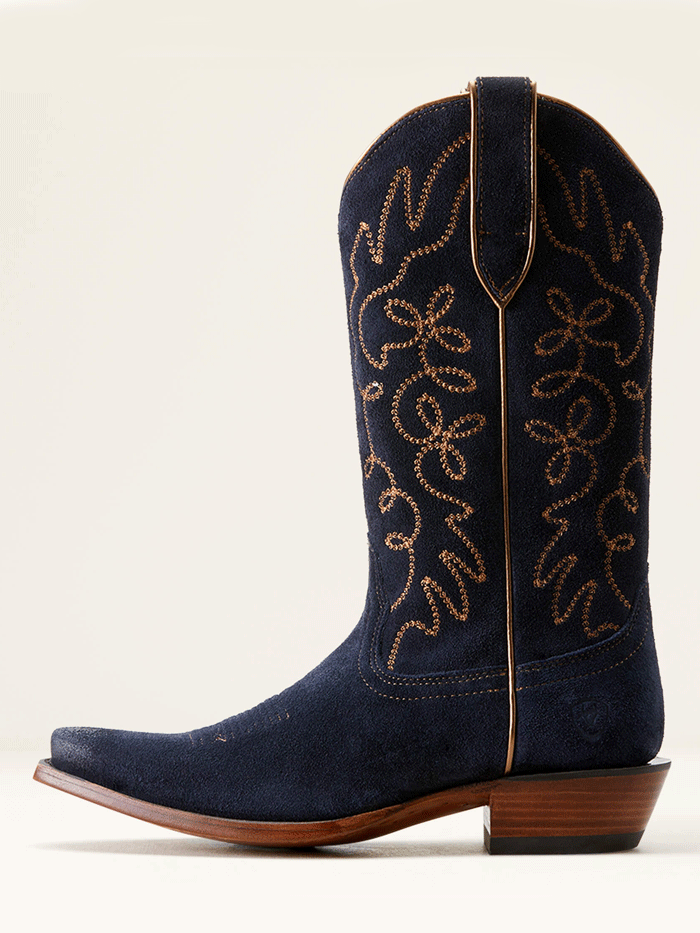 Ariat 10053793 Womens Jukebox Western Boot Polo Blue Suede front and side view. If you need any assistance with this item or the purchase of this item please call us at five six one seven four eight eight eight zero one Monday through Saturday 10:00a.m EST to 8:00 p.m EST

