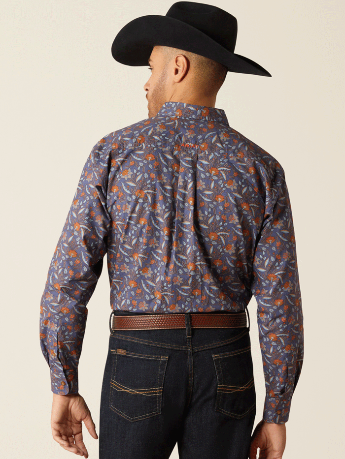 Ariat 10052615 Mens Ty Classic Fit Shirt Indigo front. If you need any assistance with this item or the purchase of this item please call us at five six one seven four eight eight eight zero one Monday through Saturday 10:00a.m EST to 8:00 p.m EST