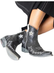 Old Gringo YBL4184-1 Womens CHEZILE Leather Boot Black sole and side view. If you need any assistance with this item or the purchase of this item please call us at five six one seven four eight eight eight zero one Monday through Saturday 10:00a.m EST to 8:00 p.m EST
