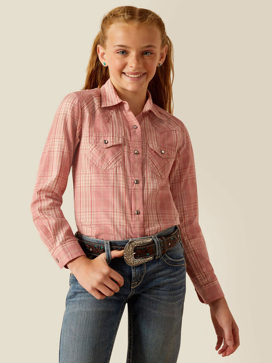 Ariat 10048596 Kids Long Sleeve Nazca Shirt Plaid front view. If you need any assistance with this item or the purchase of this item please call us at five six one seven four eight eight eight zero one Monday through Saturday 10:00a.m EST to 8:00 p.m EST