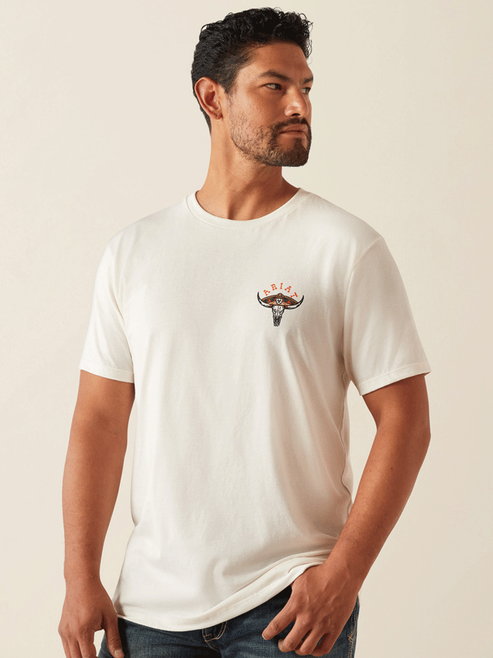 Ariat 10054829 Mens Mexicali T-Shirt Antique White back view. If you need any assistance with this item or the purchase of this item please call us at five six one seven four eight eight eight zero one Monday through Saturday 10:00a.m EST to 8:00 p.m EST