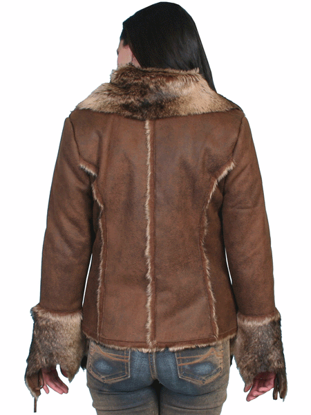 Scully 8010-JVA Womens Soft And Luxurious Faux Fur Jacket Java Brown back view. If you need any assistance with this item or the purchase of this item please call us at five six one seven four eight eight eight zero one Monday through Saturday 10:00a.m EST to 8:00 p.m EST