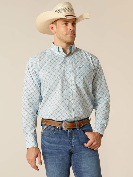 Ariat 10051263 Mens Eamon Classic Fit Shirt Light Blue Heaven front view. If you need any assistance with this item or the purchase of this item please call us at five six one seven four eight eight eight zero one Monday through Saturday 10:00a.m EST to 8:00 p.m EST