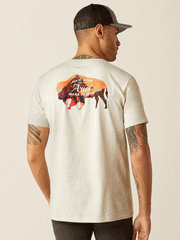 Ariat 10052571 Mens Bison Landscape T-Shirt Oatmeal Heather back view. If you need any assistance with this item or the purchase of this item please call us at five six one seven four eight eight eight zero one Monday through Saturday 10:00a.m EST to 8:00 p.m EST