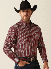 Ariat 10054055 Mens Team Omar Classic Fit Shirt Burgundy front view. If you need any assistance with this item or the purchase of this item please call us at five six one seven four eight eight eight zero one Monday through Saturday 10:00a.m EST to 8:00 p.m EST