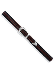 Brighton 12200 Mens Pinon Hills Inlay Lace Belt Black Brown front view. If you need any assistance with this item or the purchase of this item please call us at five six one seven four eight eight eight zero one Monday through Saturday 10:00a.m EST to 8:00 p.m EST