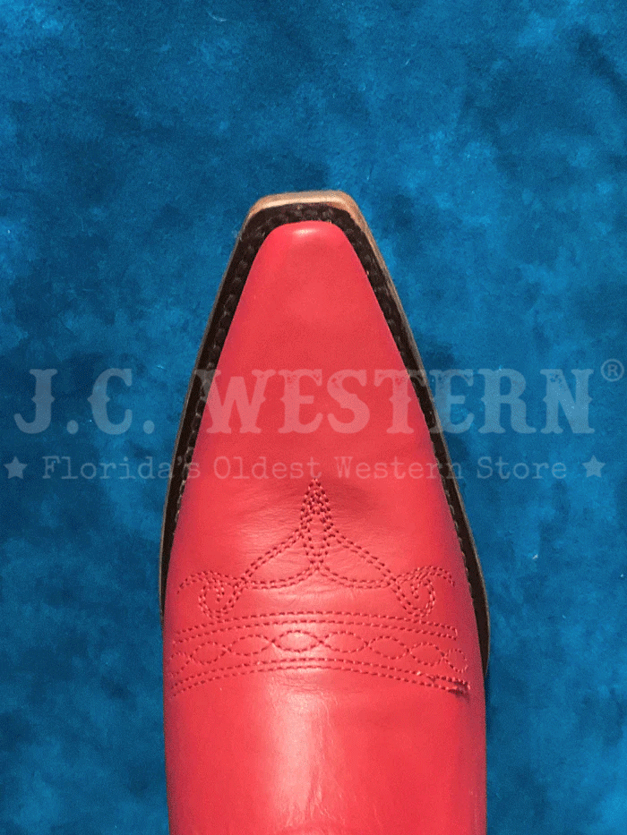 Corral Z5112 Ladies Embroidery Ankle Western Boot Red front and side view. If you need any assistance with this item or the purchase of this item please call us at five six one seven four eight eight eight zero one Monday through Saturday 10:00a.m EST to 8:00 p.m EST