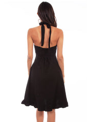 Scully PSL-053-BLK Womens Knee Length Tie Back Halter Dress Black back view. If you need any assistance with this item or the purchase of this item please call us at five six one seven four eight eight eight zero one Monday through Saturday 10:00a.m EST to 8:00 p.m EST