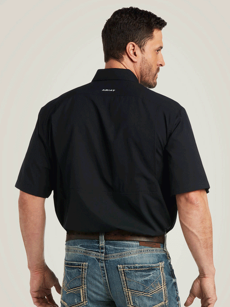 Ariat 10034960 Mens VentTEK Classic Fit Shirt Black back view. If you need any assistance with this item or the purchase of this item please call us at five six one seven four eight eight eight zero one Monday through Saturday 10:00a.m EST to 8:00 p.m EST