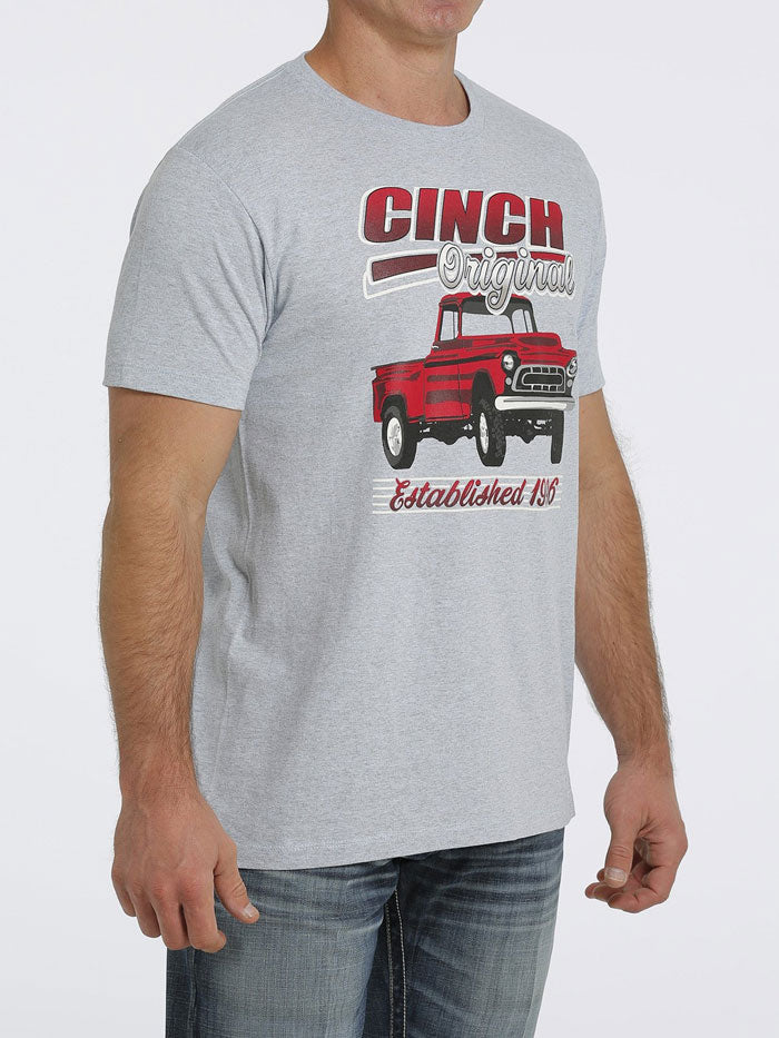 Cinch MTT1690514 Mens Cinch Original Tee Heathered Light Blue front view. If you need any assistance with this item or the purchase of this item please call us at five six one seven four eight eight eight zero one Monday through Saturday 10:00a.m EST to 8:00 p.m EST