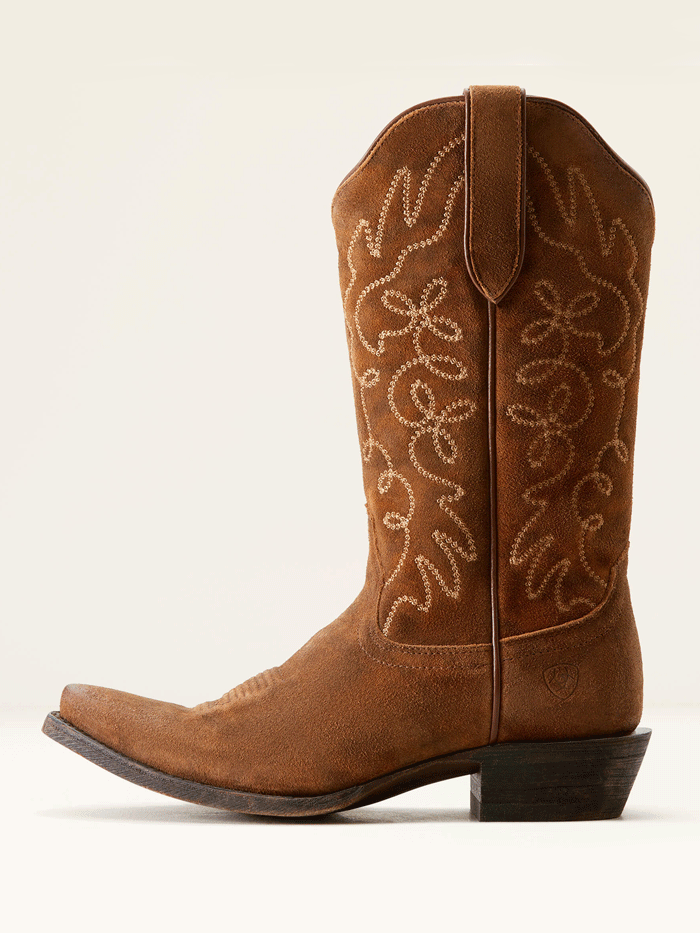 Ariat 10053790 Womens Jukebox Western Boot Dark Ginger Suede front and side view. If you need any assistance with this item or the purchase of this item please call us at five six one seven four eight eight eight zero one Monday through Saturday 10:00a.m EST to 8:00 p.m EST

