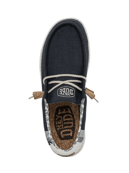 Hey Dude 40015-410 Mens Wally Break Stitch Shoe Navy top view from above. If you need any assistance with this item or the purchase of this item please call us at five six one seven four eight eight eight zero one Monday through Saturday 10:00a.m EST to 8:00 p.m EST
