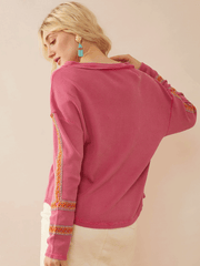 Bohera B24W-10324 Womens Hadass Floral Embroidered Top Pink back. If you need any assistance with this item or the purchase of this item please call us at five six one seven four eight eight eight zero one Monday through Saturday 10:00a.m EST to 8:00 p.m EST

