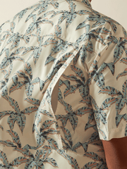 Ariat 10058789 Mens VentTEK Outbound Classic Fit Shirt Papyrus Cream back close up. If you need any assistance with this item or the purchase of this item please call us at five six one seven four eight eight eight zero one Monday through Saturday 10:00a.m EST to 8:00 p.m EST