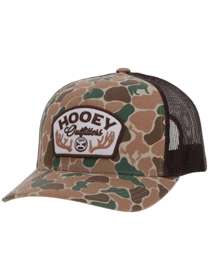 Hooey 6026T-CABR OUTFITTERS Mid Profile Hat Camo Brown side / front view. If you need any assistance with this item or the purchase of this item please call us at five six one seven four eight eight eight zero one Monday through Saturday 10:00a.m EST to 8:00 p.m EST