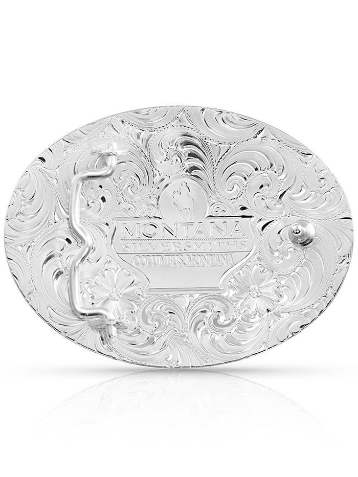 Montana Silversmiths 6190-642 Horse Head In Horse Shoe Buckle Silver front view. If you need any assistance with this item or the purchase of this item please call us at five six one seven four eight eight eight zero one Monday through Saturday 10:00a.m EST to 8:00 p.m EST