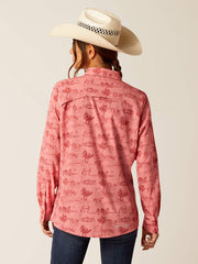 Ariat 10048862 Womens VentTEK Stretch Shirt Faded Rose Toile back view. If you need any assistance with this item or the purchase of this item please call us at five six one seven four eight eight eight zero one Monday through Saturday 10:00a.m EST to 8:00 p.m EST