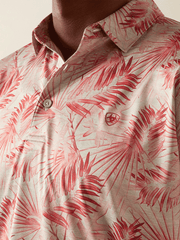 Ariat 10058847 Mens Charger 2.0 Printed Polo Scarlet front close up. If you need any assistance with this item or the purchase of this item please call us at five six one seven four eight eight eight zero one Monday through Saturday 10:00a.m EST to 8:00 p.m EST
