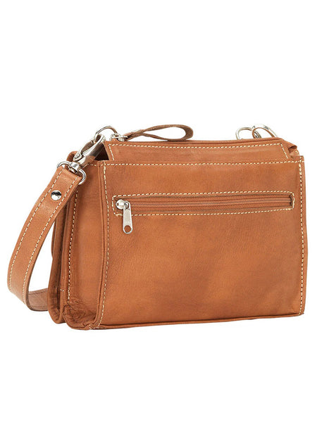 American West 1515982 Ladies Hitchin Post Texas Two Step Crossbody Leather Bag Natural Tan back view. If you need any assistance with this item or the purchase of this item please call us at five six one seven four eight eight eight zero one Monday through Saturday 10:00a.m EST to 8:00 p.m EST