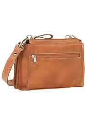 American West 1515982 Ladies Hitchin Post Texas Two Step Crossbody Leather Bag Natural Tan back view. If you need any assistance with this item or the purchase of this item please call us at five six one seven four eight eight eight zero one Monday through Saturday 10:00a.m EST to 8:00 p.m EST