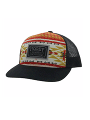 Hooey 2202T-RDBK DOC Aztec Print Trucker Hat With Rectangle Patch Black front and side view. If you need any assistance with this item or the purchase of this item please call us at five six one seven four eight eight eight zero one Monday through Saturday 10:00a.m EST to 8:00 p.m EST