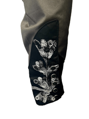 Rockmount 6724-GRY/BLK Mens Floral 2 Tone Embroidered Western Shirt Black & Grey cuff close up. 