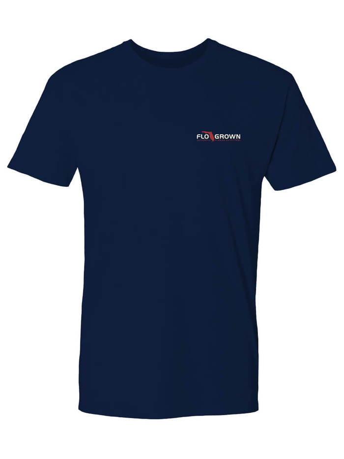 FloGrown FGM-1913 Mens National Sport Fishing Tee Navy back view. If you need any assistance with this item or the purchase of this item please call us at five six one seven four eight eight eight zero one Monday through Saturday 10:00a.m EST to 8:00 p.m EST