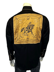 Rockmount 6815-BLK Mens Embroidery & Applique Western Shirt Black back view. If you need any assistance with this item or the purchase of this item please call us at five six one seven four eight eight eight zero one Monday through Saturday 10:00a.m EST to 8:00 p.m EST