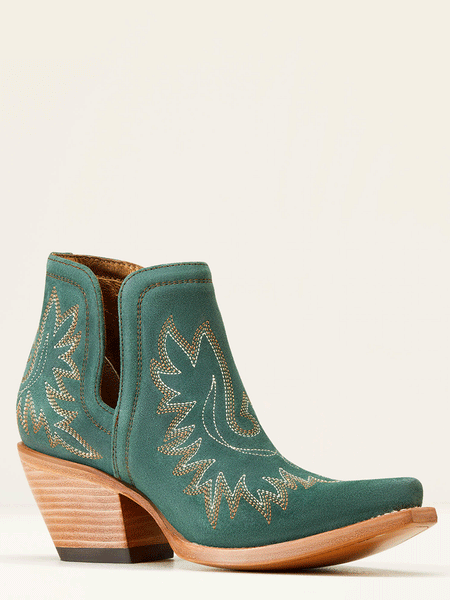Ariat 10046866 Womens Dixon Western Boot Poseidon Suede Green inner side view. If you need any assistance with this item or the purchase of this item please call us at five six one seven four eight eight eight zero one Monday through Saturday 10:00a.m EST to 8:00 p.m EST