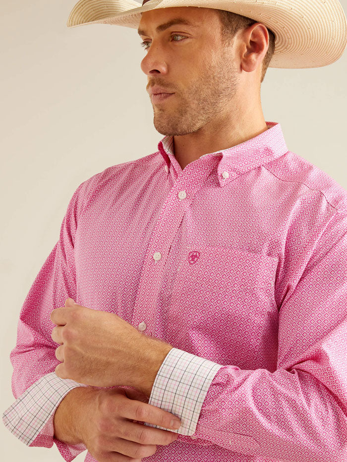Ariat 10050529 Mens Wrinkle Free Oden Classic Fit Shirt Rose Violet front view. If you need any assistance with this item or the purchase of this item please call us at five six one seven four eight eight eight zero one Monday through Saturday 10:00a.m EST to 8:00 p.m EST