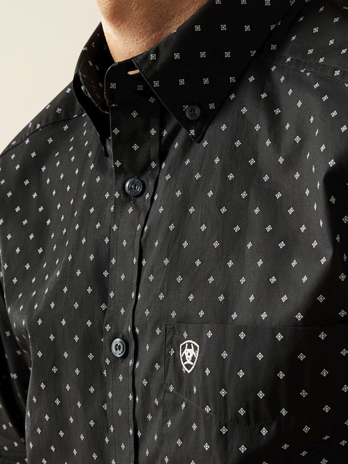 Ariat 10058994 Mens Seymour Fitted Long Sleeve Shirt Dark Grey front view. If you need any assistance with this item or the purchase of this item please call us at five six one seven four eight eight eight zero one Monday through Saturday 10:00a.m EST to 8:00 p.m EST

