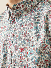 Ariat 10058996 Mens Stiles Fitted Shirt Light Blue close up. If you need any assistance with this item or the purchase of this item please call us at five six one seven four eight eight eight zero one Monday through Saturday 10:00a.m EST to 8:00 p.m EST