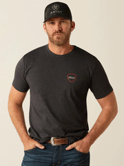 Ariat 10053985 Mens Barbed Flag T-Shirt Charcoal Heather front view. If you need any assistance with this item or the purchase of this item please call us at five six one seven four eight eight eight zero one Monday through Saturday 10:00a.m EST to 8:00 p.m EST

