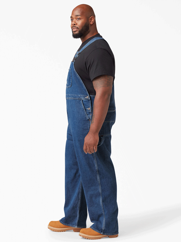 Dickies 8396SNB Mens Bib Overall Indigo Stone Washed front view regular. If you need any assistance with this item or the purchase of this item please call us at five six one seven four eight eight eight zero one Monday through Saturday 10:00a.m EST to 8:00 p.m EST