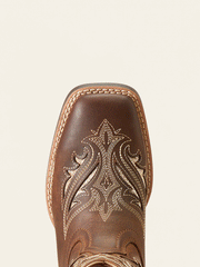 Ariat 10046884 Kids Round Up Bliss Western Boot Sassy Brown toe view from above. If you need any assistance with this item or the purchase of this item please call us at five six one seven four eight eight eight zero one Monday through Saturday 10:00a.m EST to 8:00 p.m EST