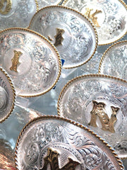 Montana Silversmiths 700 Initial Silver Engraved Gold Trim Western Belt Buckle