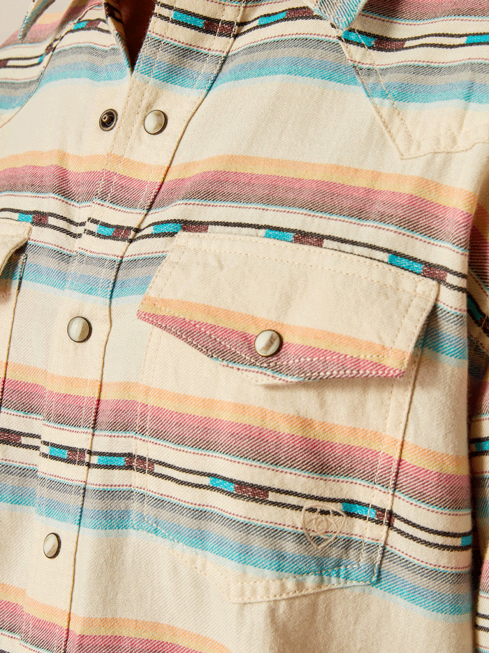 Ariat 10048493 Mens Hansel Retro Fit Shirt Sandshell front view. If you need any assistance with this item or the purchase of this item please call us at five six one seven four eight eight eight zero one Monday through Saturday 10:00a.m EST to 8:00 p.m EST