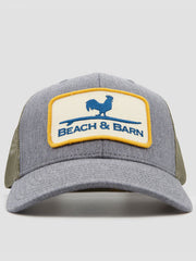 Beach & Barn HARD WORK Snapback Hat Charcoal Heather Olive front view. If you need any assistance with this item or the purchase of this item please call us at five six one seven four eight eight eight zero one Monday through Saturday 10:00a.m EST to 8:00 p.m EST