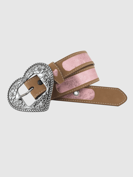 Wrangler 7308322 Girls Heart Belt Pink and Tan front view. If you need any assistance with this item or the purchase of this item please call us at five six one seven four eight eight eight zero one Monday through Saturday 10:00a.m EST to 8:00 p.m EST

