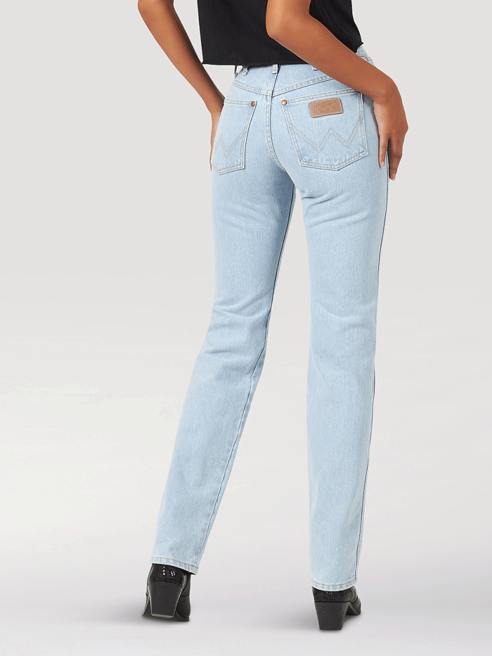 Wrangler 14MWZGH Womens Cowboy Cut Slim Fit Jean Bleach front view. If you need any assistance with this item or the purchase of this item please call us at five six one seven four eight eight eight zero one Monday through Saturday 10:00a.m EST to 8:00 p.m EST